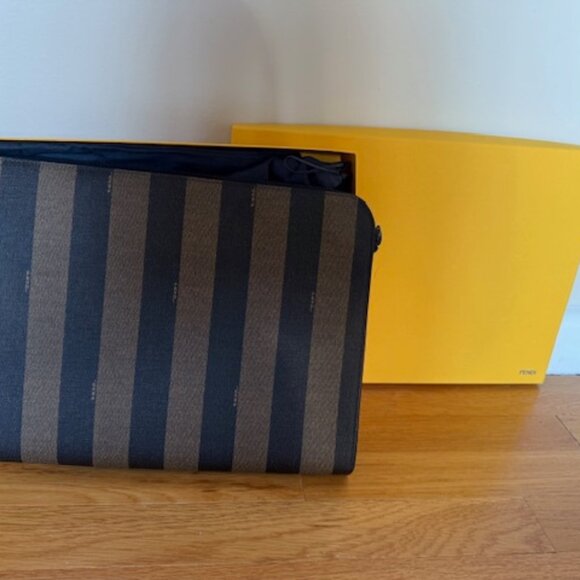 FENDI PEQUIN STRIPE CANVAS PORTFOLIO * NEVER USED! - Picture 2 of 11